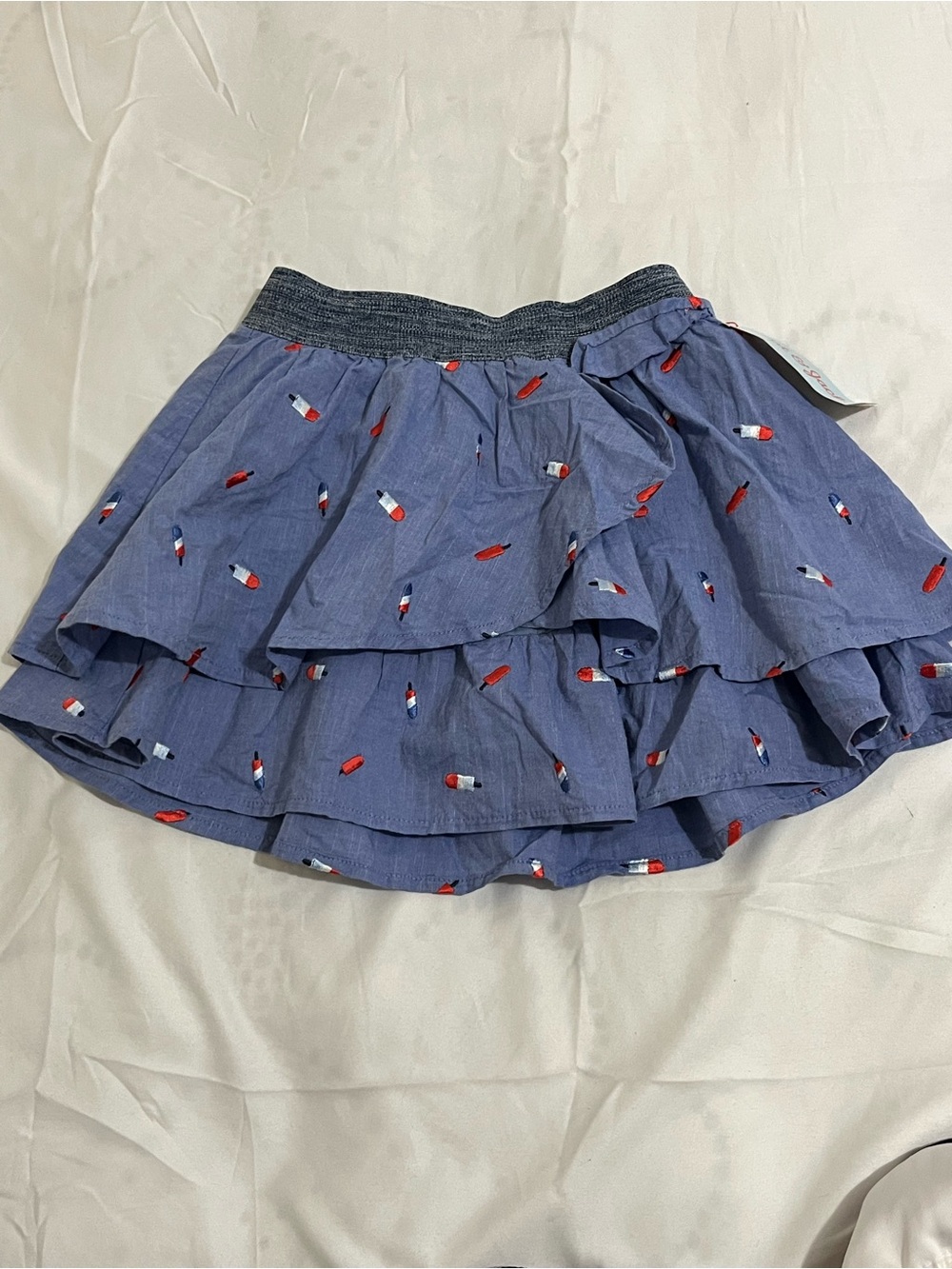 Cat & Jack Blue Tiered Skirt with Popsicle Embroidery Girls Size Small 6/6X NWT